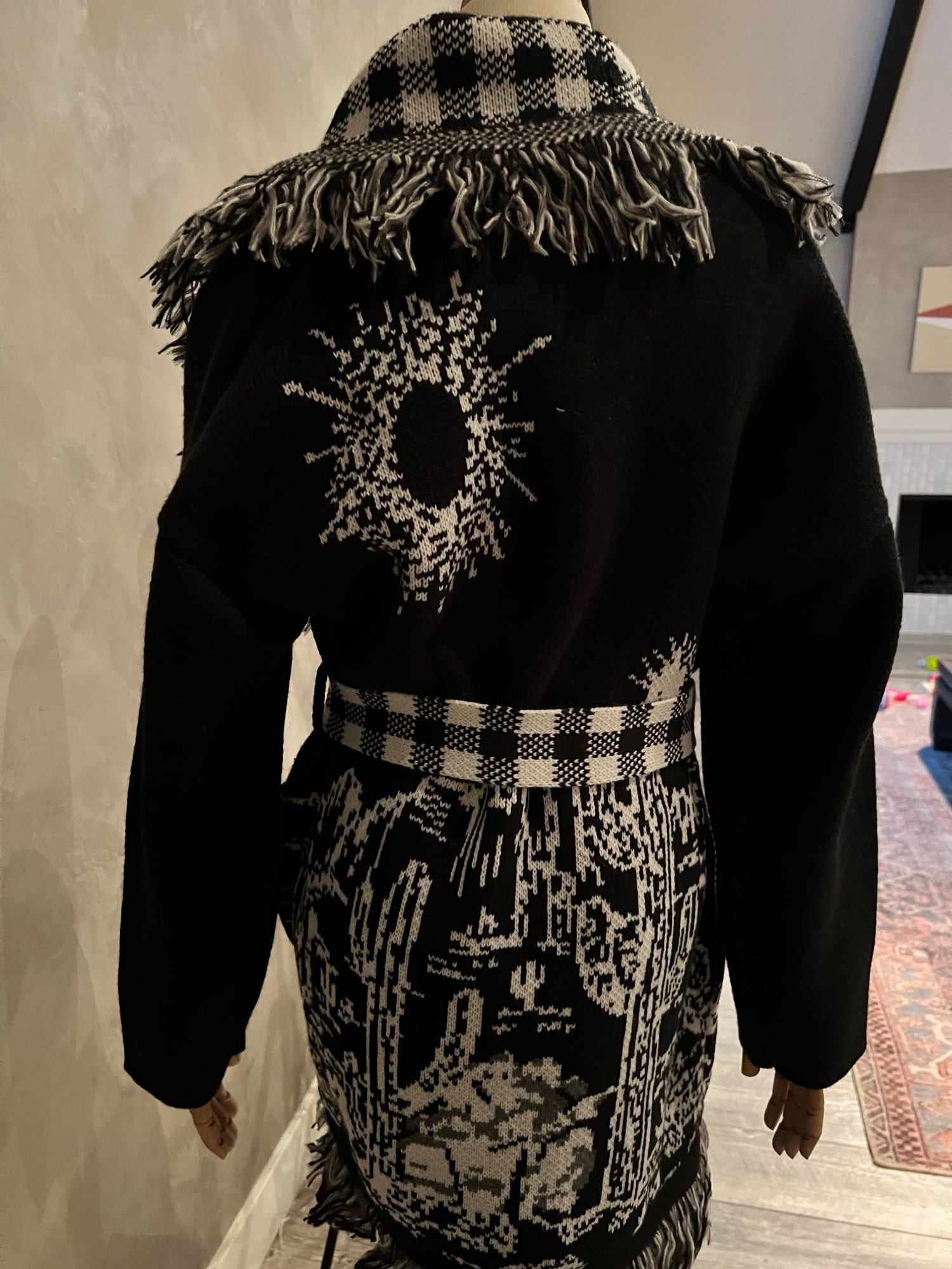 WQJGR Cardigan Sweater Women – Wool Knitted Tassel Doodle Jacquard Loose Full Sleeve High-Quality Cashmere Winter Jacket