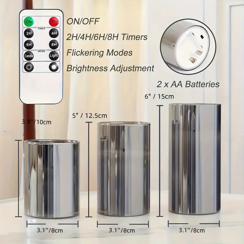 3pcs Flameless LED Candles with Remote Timer