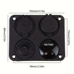 4-Gang 1-Panel Dual USB Charger with LED Voltmeter
