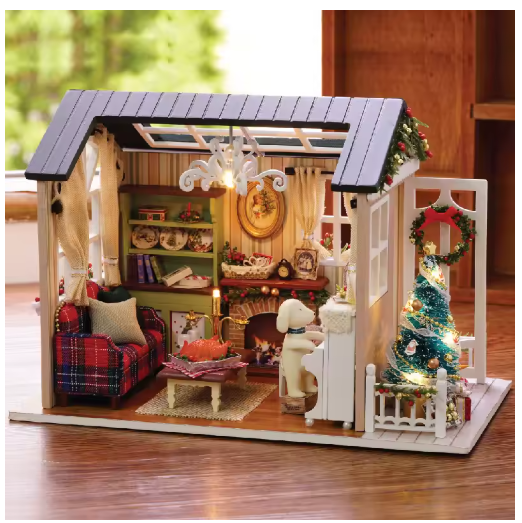 Magical Doll House Wooden Miniature DIY Assembly Building Model Kit Production of Small Room Toys Decorations with Furniture