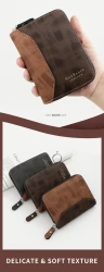Frosted Men's Short Chain Wallet Vertical Coin Purse Card Holder