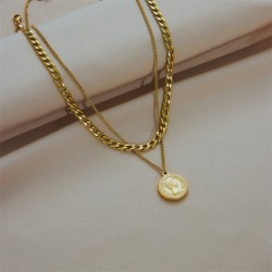 Geometric Portrait Coin Pendant Necklace For Women New Charm Multilayer Choker Chain Jewelry Gift Fashion Jewelry