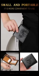 Men's Zipper Wallet Lion Embossed Pattern Animal