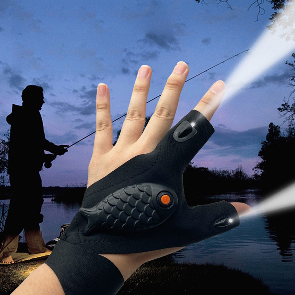 LED Flashlight Waterproof Fingerless Gloves