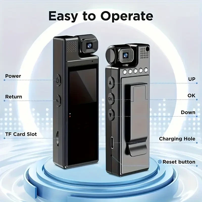 L9 1080P Compact Wearable Camera - Portable Pocket Recorder with 180° Rotatable Lens