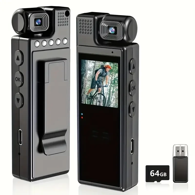 L9 1080P Compact Wearable Camera - Portable Pocket Recorder with 180° Rotatable Lens