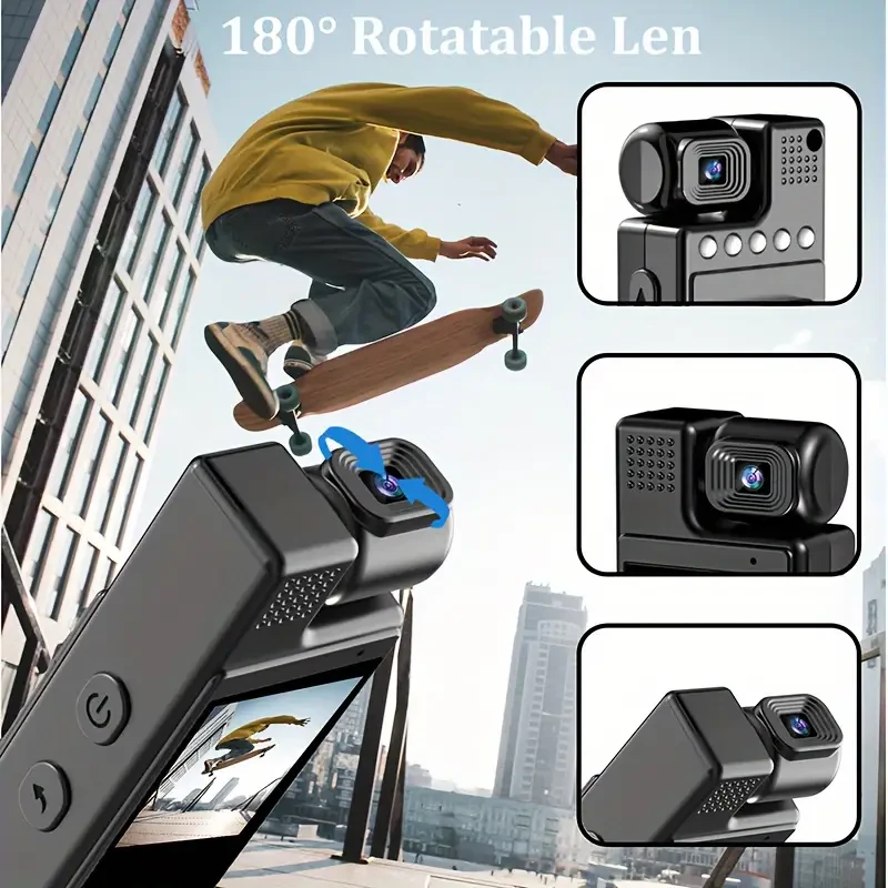 L9 1080P Compact Wearable Camera - Portable Pocket Recorder with 180° Rotatable Lens