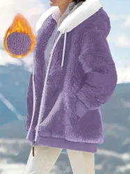 Hot Selling New Autumn and Winter Loose Plush Zipper Hooded Jacket