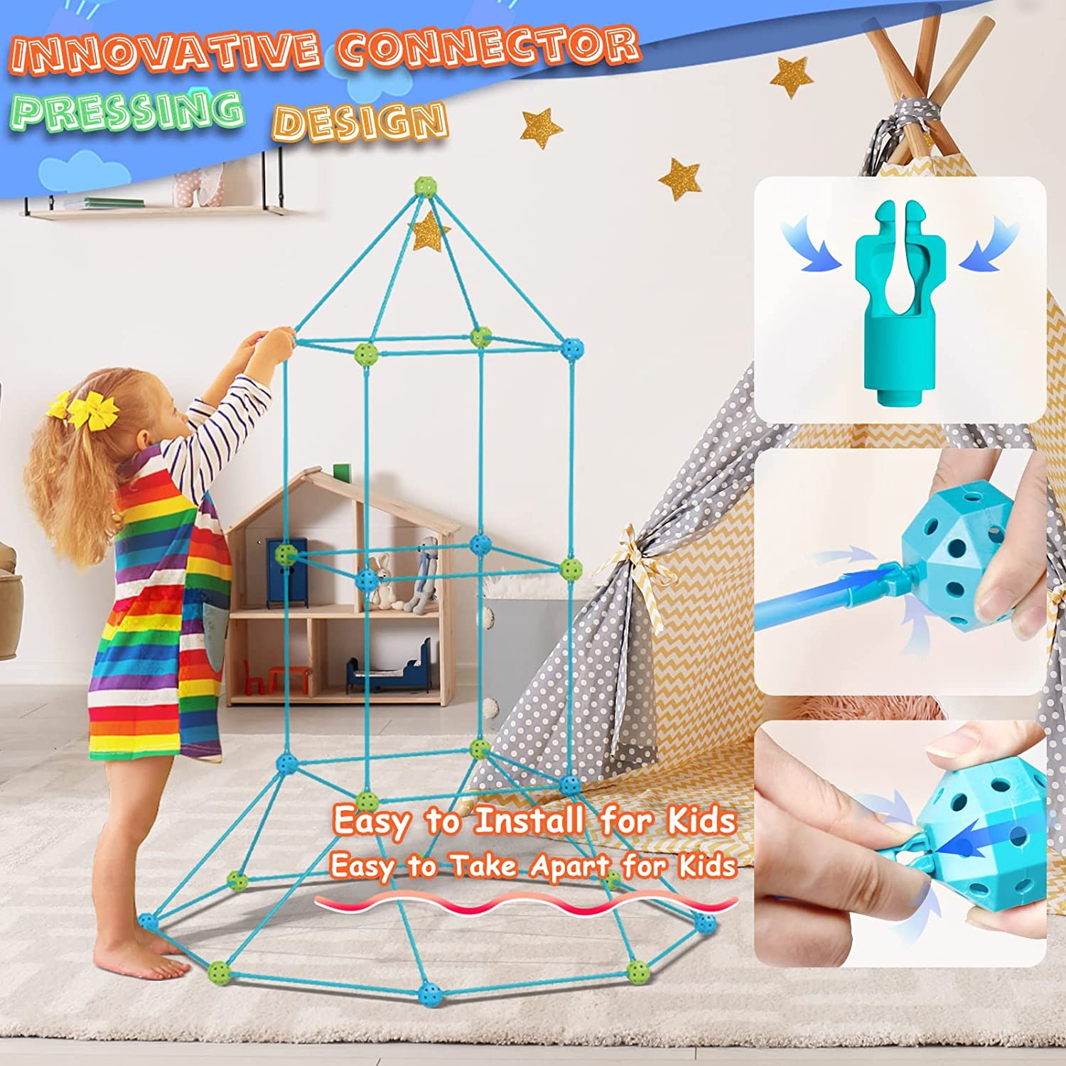 Children's DIY Building Castle Beading Tent Toy – STEM Large Building Blocks Game House