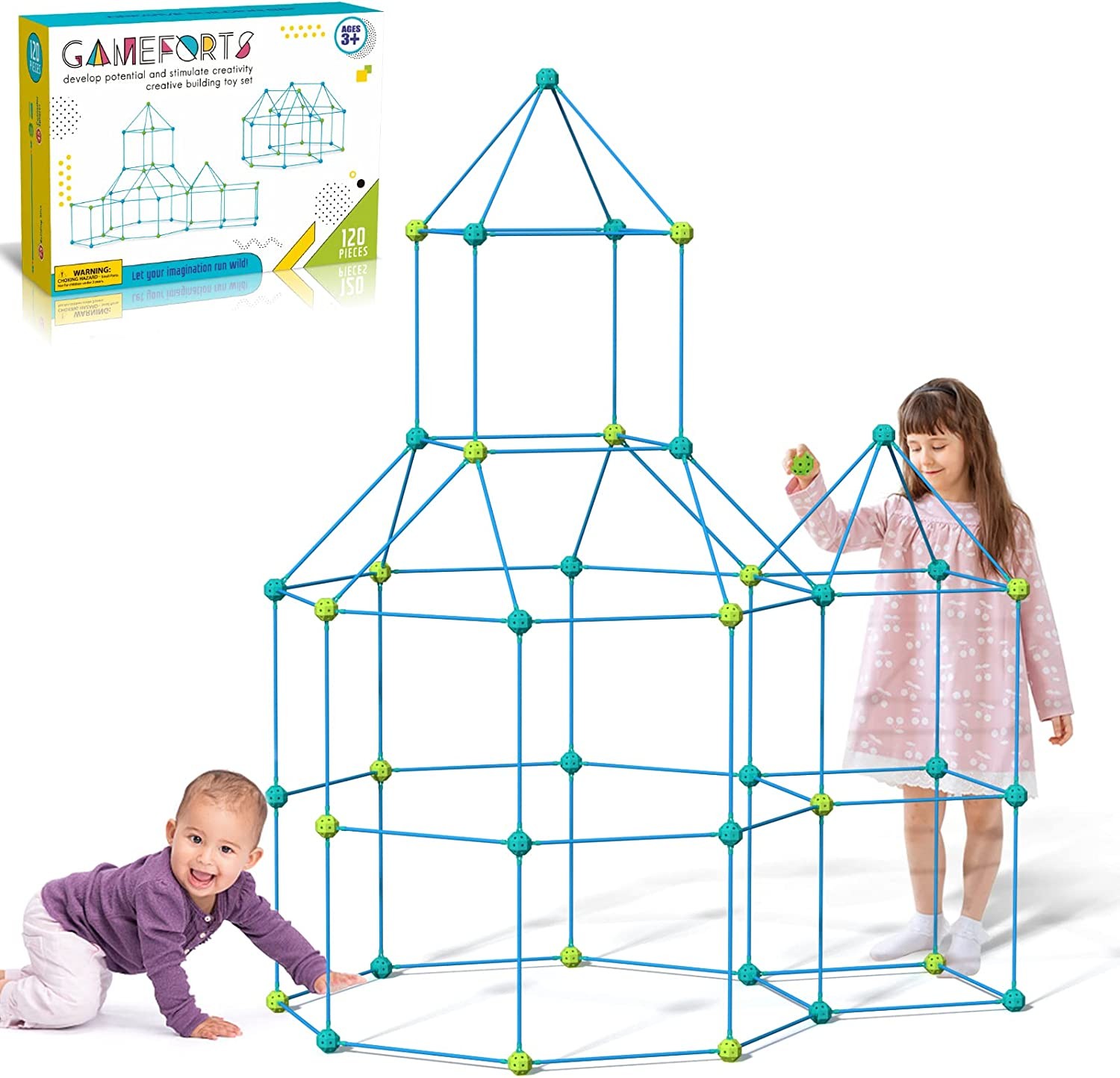 Children's DIY Building Castle Beading Tent Toy – STEM Large Building Blocks Game House