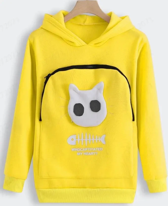 Cat and Dog Lovers Hoodie – Kangaroo Pet Pouch Sweatshirt with Animal Ear Hood