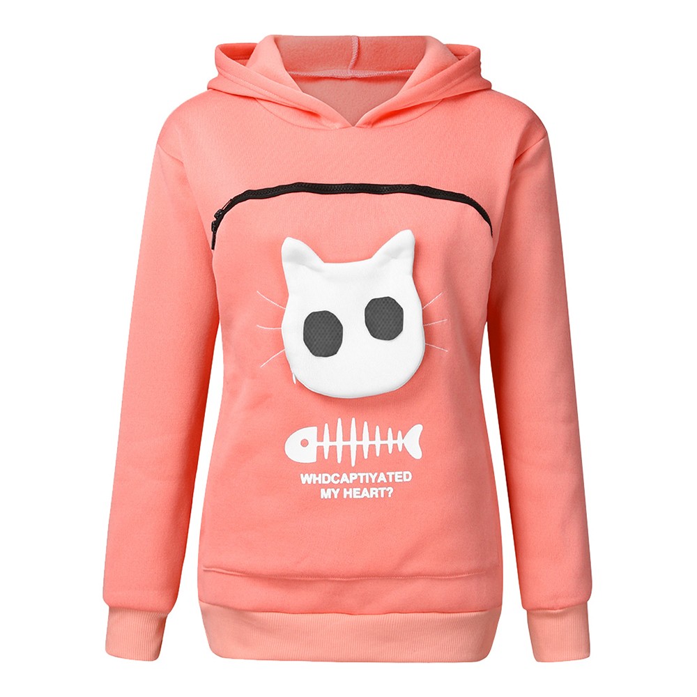 Cat and Dog Lovers Hoodie – Kangaroo Pet Pouch Sweatshirt with Animal Ear Hood