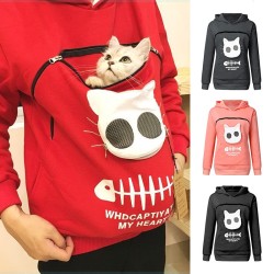 Cat and Dog Lovers Hoodie – Kangaroo Pet Pouch Sweatshirt with Animal Ear Hood