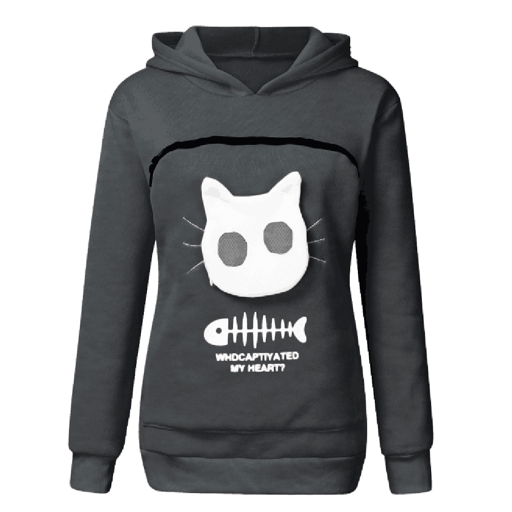 Cat and Dog Lovers Hoodie – Kangaroo Pet Pouch Sweatshirt with Animal Ear Hood