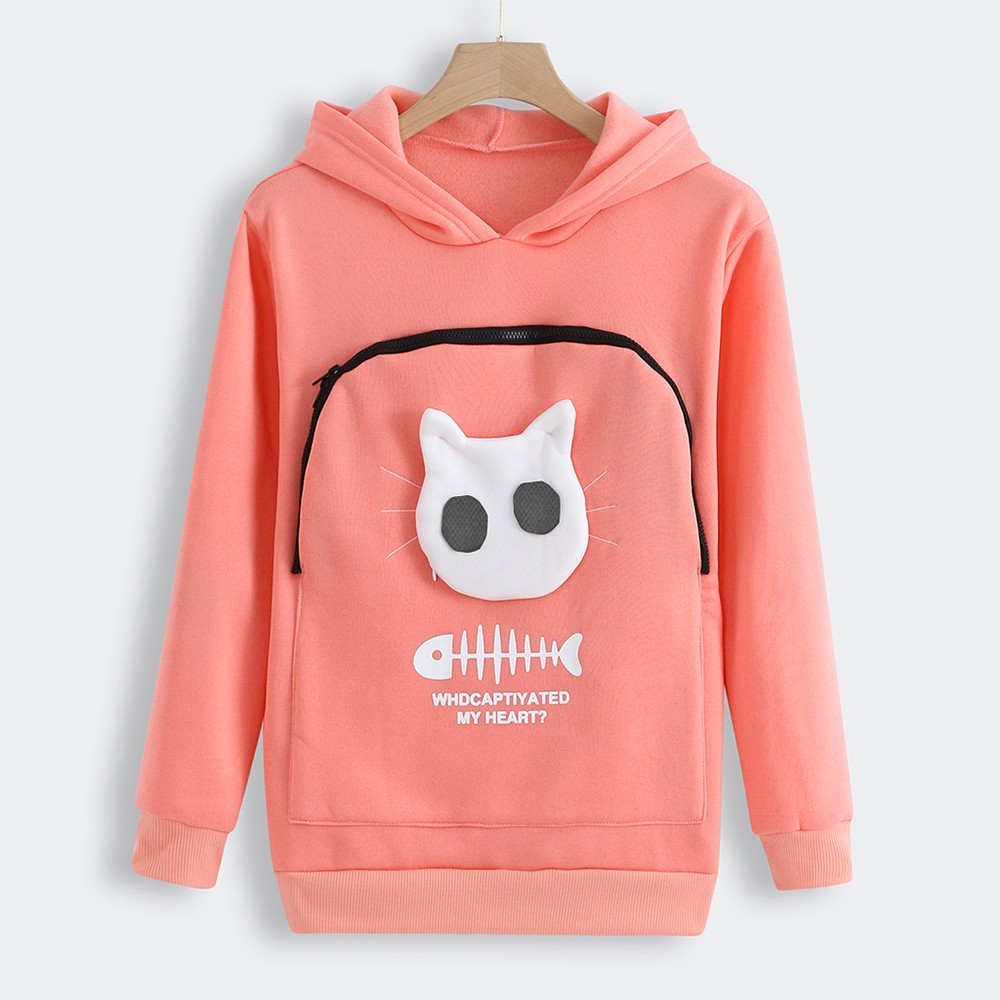 Cat and Dog Lovers Hoodie – Kangaroo Pet Pouch Sweatshirt with Animal Ear Hood