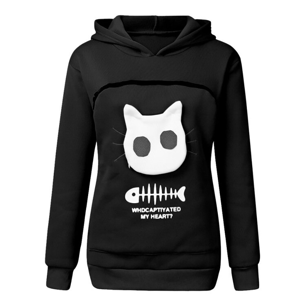 Cat and Dog Lovers Hoodie – Kangaroo Pet Pouch Sweatshirt with Animal Ear Hood