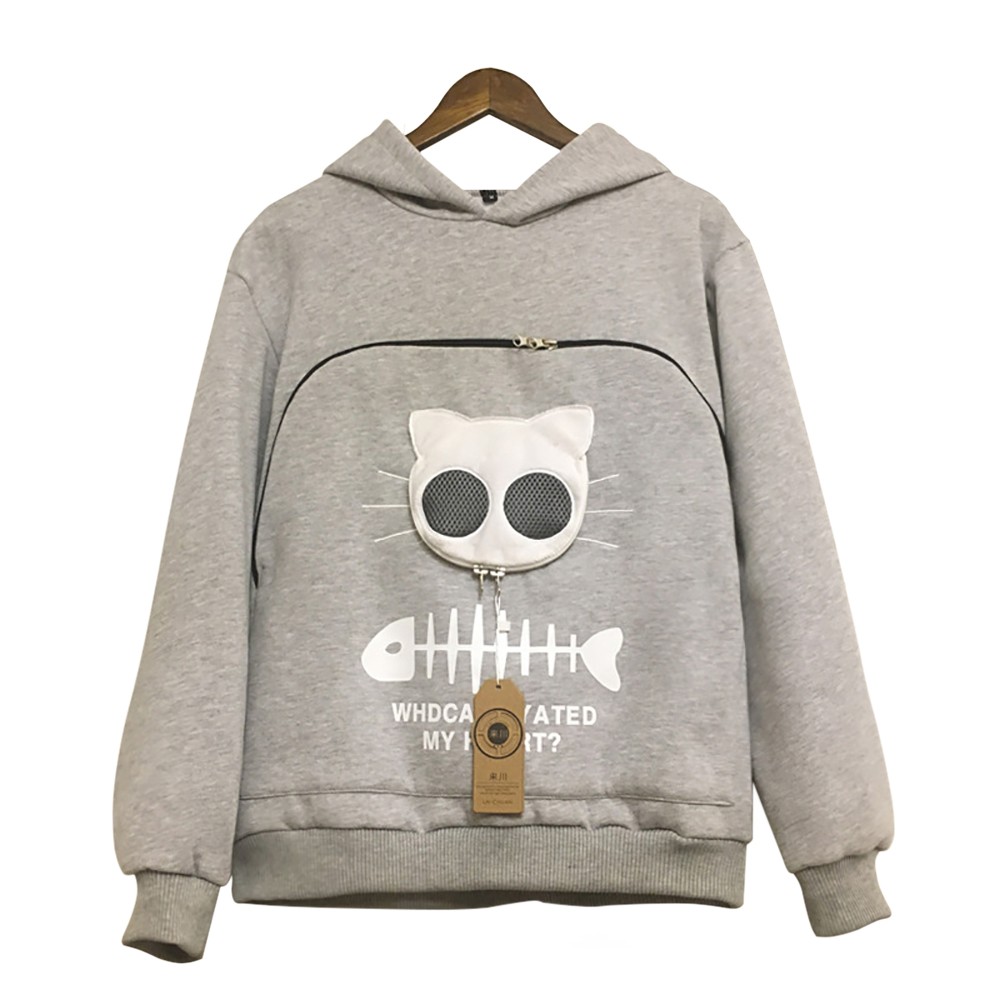 Cat and Dog Lovers Hoodie – Kangaroo Pet Pouch Sweatshirt with Animal Ear Hood