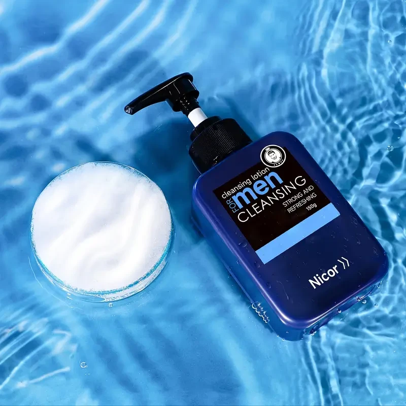 Nicor Men's 4pcs Skincare Set - Hydrating Face Wash, Moisturizing Cream, Toner & Shaving Stick, Day & Night Care, Cleansing & Hydration for All Skin Types with Collagen, Hypoallergenic & Paraben-Free, Skin Care Accessories