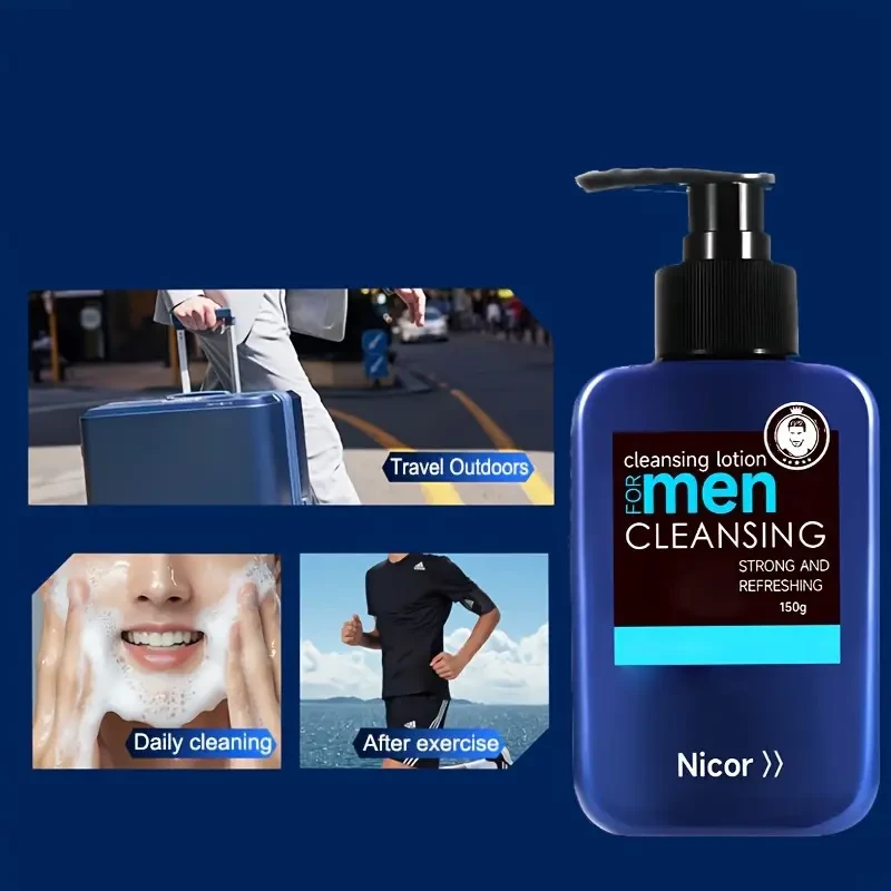 Nicor Men's 4pcs Skincare Set - Hydrating Face Wash, Moisturizing Cream, Toner & Shaving Stick, Day & Night Care, Cleansing & Hydration for All Skin Types with Collagen, Hypoallergenic & Paraben-Free, Skin Care Accessories