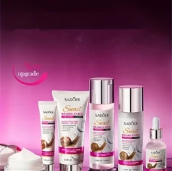 6pcs/set, Snail Recombinant Collagen Skincare Gift Set – Wrinkle Smoothing & Moisturizing Facial Serum, Cleanser, Eye Serum, Essence Cream, Toner, Sachet – For Dull Skin & Pore Shrinking