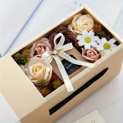 1pc Soy Wax Scented Candle Home Set - Romantic Roses & Sweet Amber Fragrance, Natural Plant Extracts, Ideal for Valentine's Day, Anniversaries, Bedroom Ambiance, Includes Elegant Gift Box with Decorative Elements