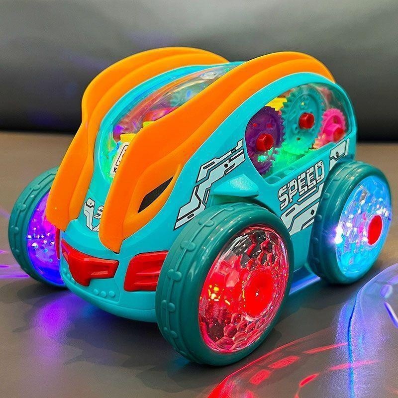 Dynamic Gear-Powered Car with LED Lights