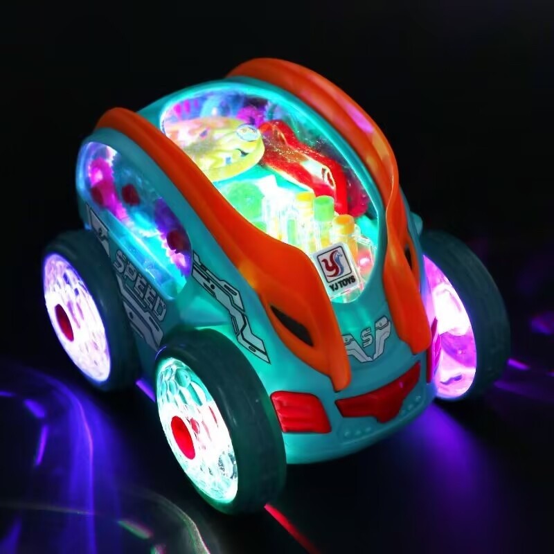 Dynamic Gear-Powered Car with LED Lights