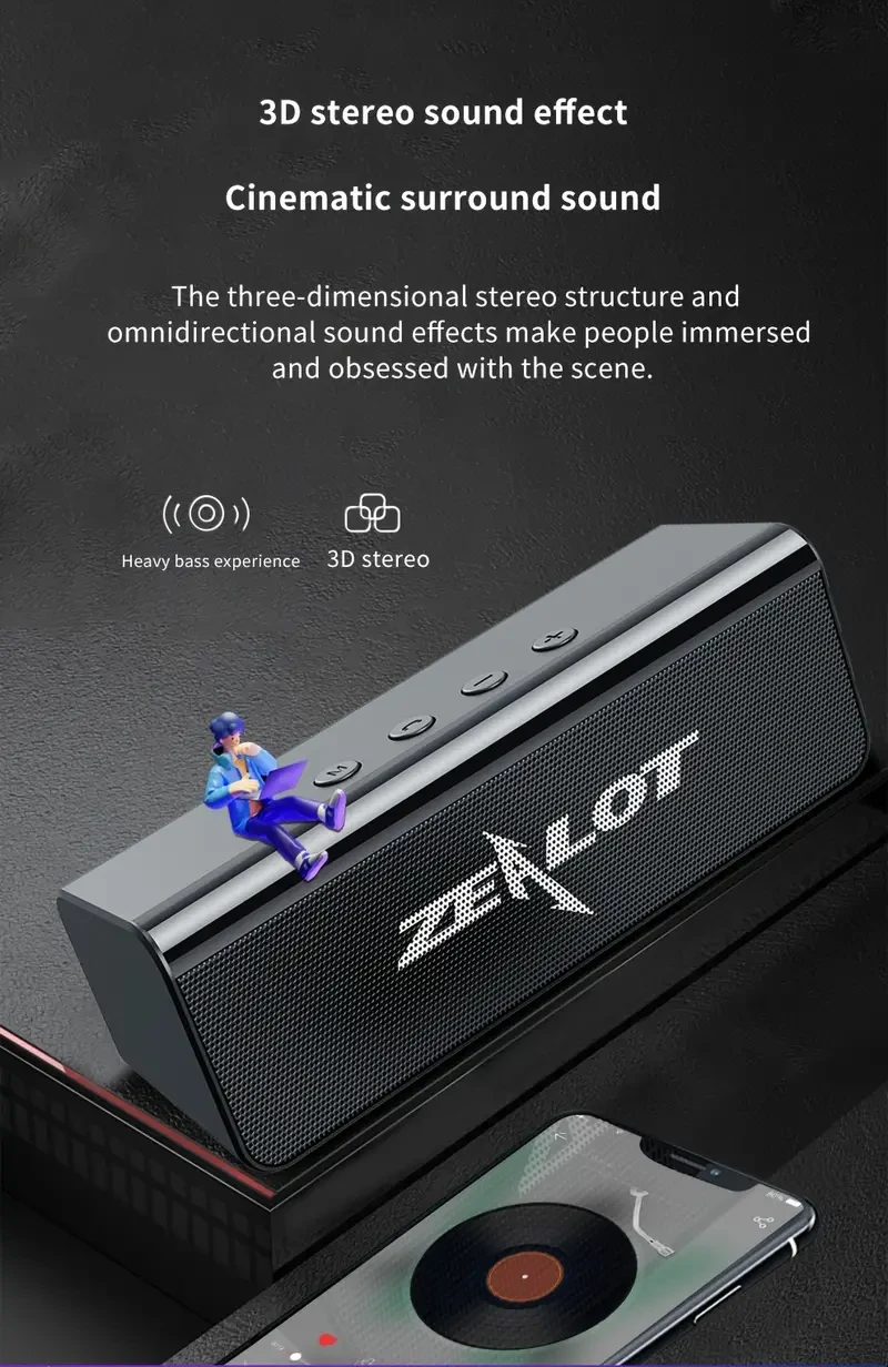Compact, Powerful, and Perfect for Every Occasion Introducing the ZEALOT S31 5W*2 Wireless Speakers, the ultimate blend of style, portability, and exceptional sound quality. Whether you’re hosting a party, relaxing at home, or streaming your favorite seri
