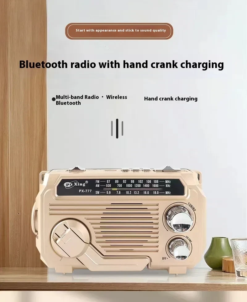 Solar Hand Crank Emergency Radio AM/FM/SW Multi-band With Flashlight, Reading Light, Siren, Mobile Phone Charging Function