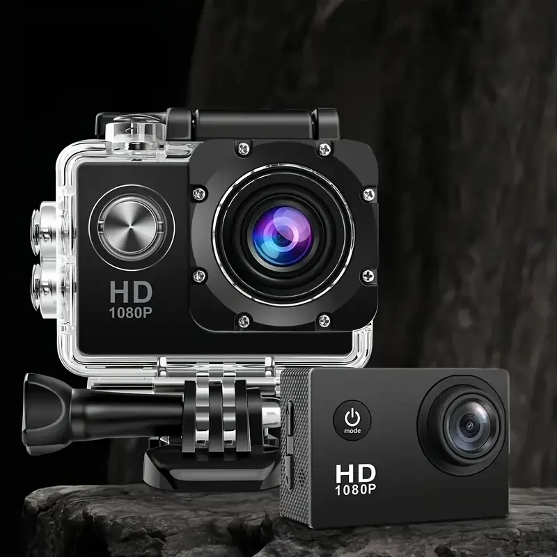 This Is a 1080P HD Action Camera Featuring Ultra HD Recording, a 140° Wide-Angle Lens, a 5.08Cm LCD Screen, Designed for Outdoor Sports Recording, with Automatic Exposure, Digital Stabilization, a Fisheye Lens, And Powered by Battery Or USB, Saving Files