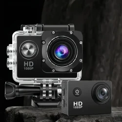 This Is a 1080P HD Action Camera Featuring Ultra HD Recording, a 140° Wide-Angle Lens, a 5.08Cm LCD Screen, Designed for Outdoor Sports Recording, with Automatic Exposure, Digital Stabilization, a Fisheye Lens, And Powered by Battery Or USB, Saving Files