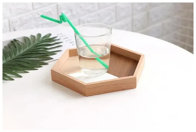 Wooden Tray Wooden Plate Hexagon