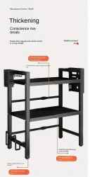 1pc LANTUTU Expandable Microwave Oven Rack - Stainless Steel 2-Tier Countertop Organizer with 6 Hooks, Ideal for Kitchen Utensils & Spices Storage - Perfect Mother's Day Gift