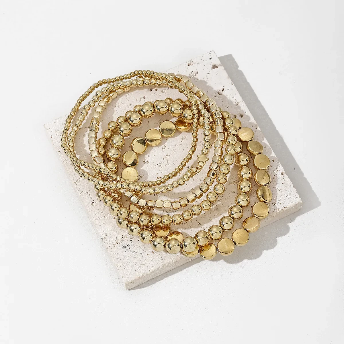 Alloy Beads Geometric Twin Anklet Six-piece Set