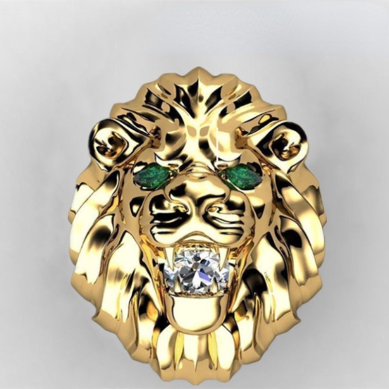 Fashion Stainless Steel Lion Head Ring - Bold Men’s Retro Jewelry for NZ
