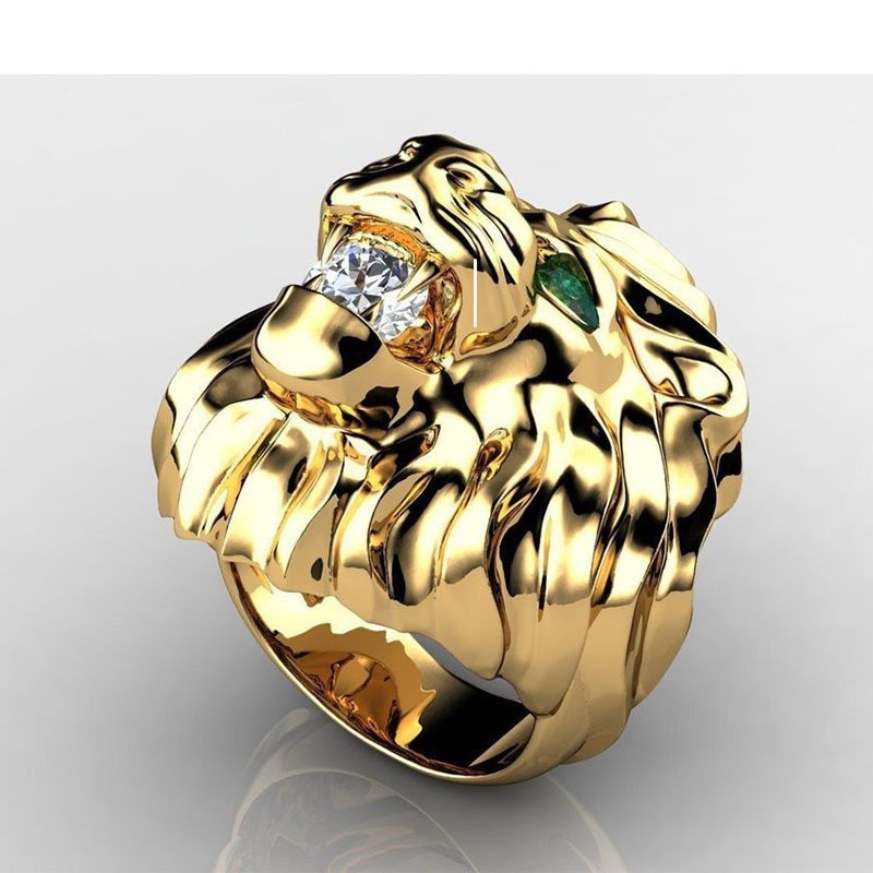Fashion Stainless Steel Lion Head Ring - Bold Men’s Retro Jewelry for NZ