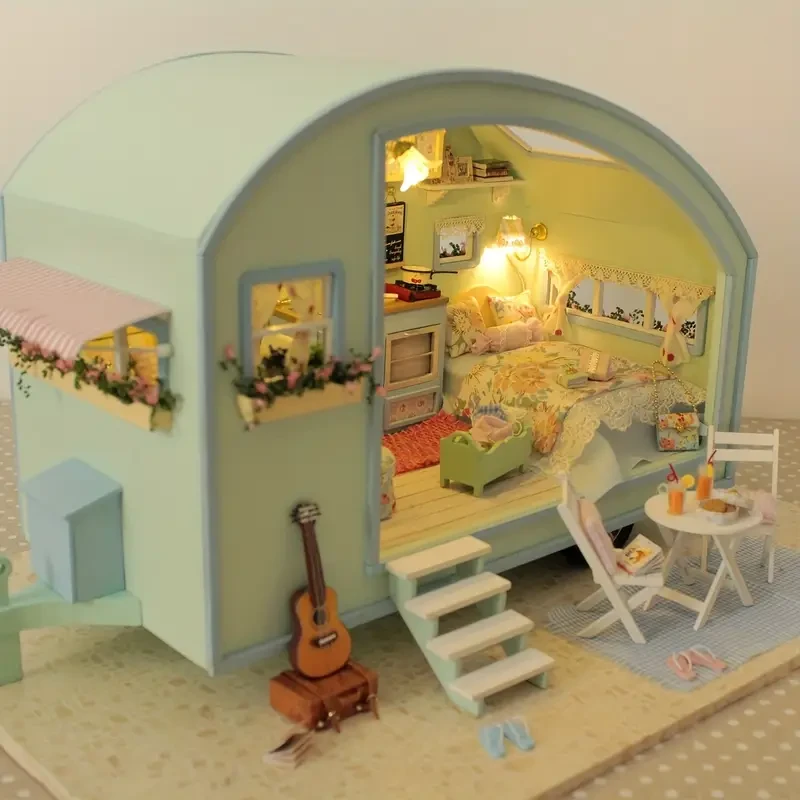 Miniature Dollhouse Wooden Craft 3D Puzzle DIY Small House Kit for Making Room Toys