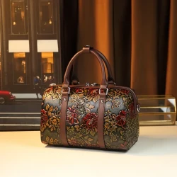 Vintage Floral Boston Bag for Women