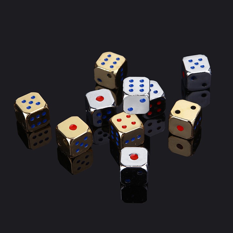 5PCS/1Set Creative Metal Dice – Golden/Silver Funny Game Dice with Colorful Points
