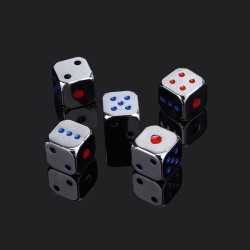 5PCS/1Set Creative Metal Dice – Golden/Silver Funny Game Dice with Colorful Points