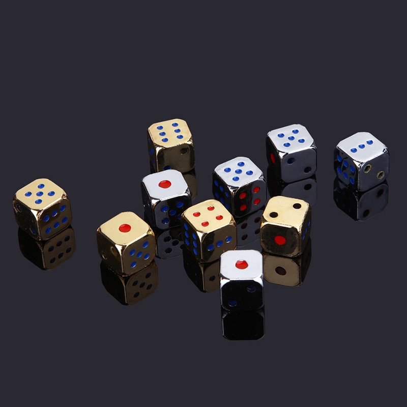5PCS/1Set Creative Metal Dice – Golden/Silver Funny Game Dice with Colorful Points