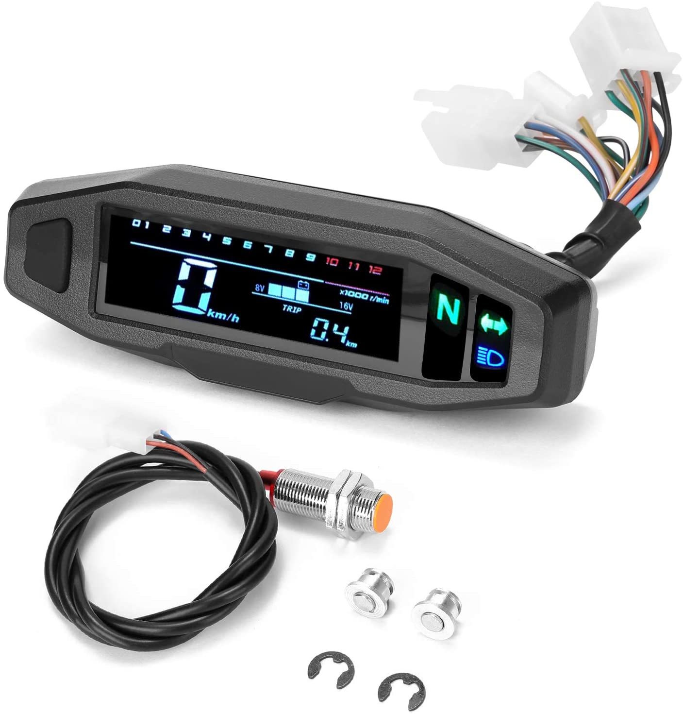 Motorcycle Mini HD Speedometer Speed Oil Gauge Adjustable LCD