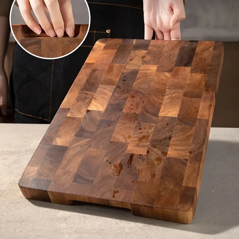1pc of High-Quality Wooden Cutting Board, Safe for Food, Sturdy Wood Block Suitable for Meat, Cheese, Bread, Vegetables, And Fruits, an Excellent Kitchen Tool And a Perfect Gift for Families for Home And Dormitory Use.