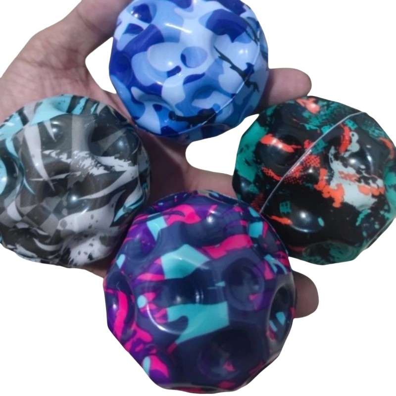 Camouflage Elastic Ball – Compact Anti-Fall Ergonomic Design Moon Shape Bouncy Ball