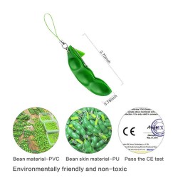 2Pcs Peapod Fidget Toy – Squeeze Bean Edamame Pea Keychain Keyring