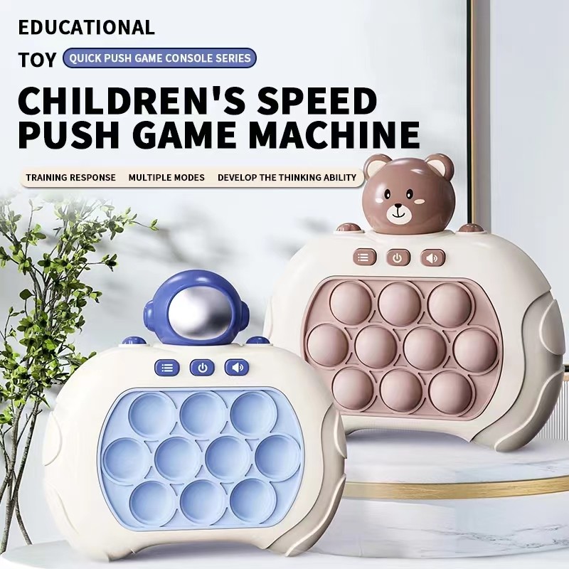 Quick Push Bubbles Game Machine – Kids Cartoon Fun Whac-A-Mole Squeezing Anti-Stress Sensory Bubble Pop Fidget Toy