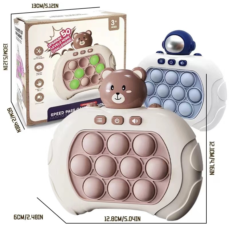 Quick Push Bubbles Game Machine – Kids Cartoon Fun Whac-A-Mole Squeezing Anti-Stress Sensory Bubble Pop Fidget Toy