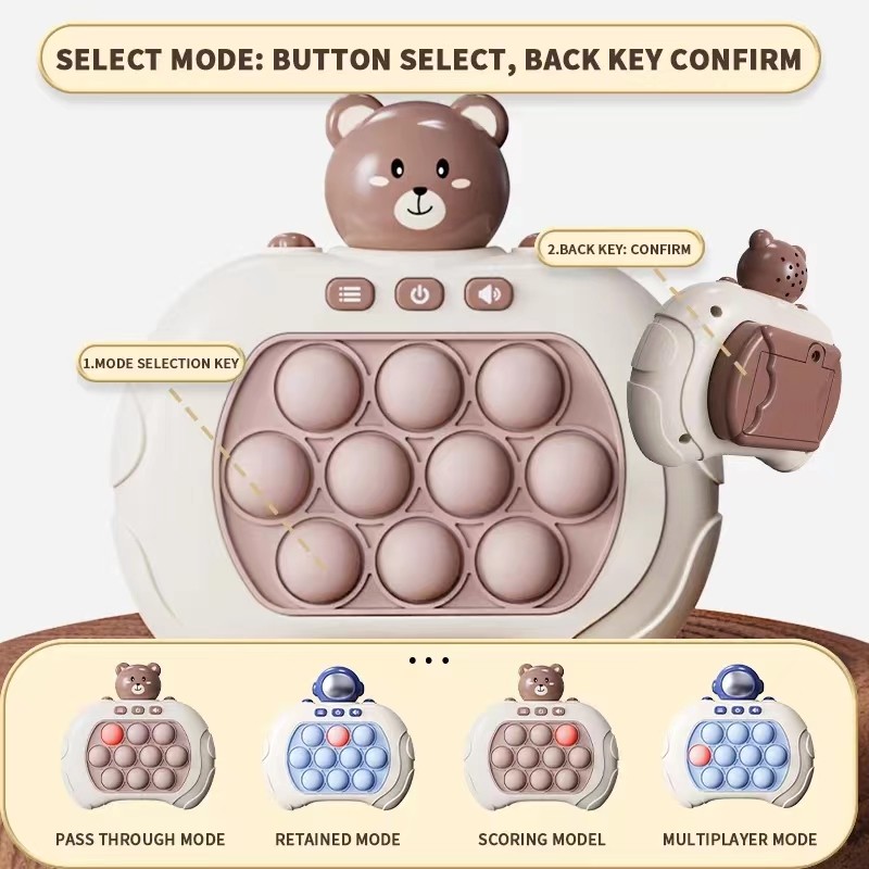 Quick Push Bubbles Game Machine – Kids Cartoon Fun Whac-A-Mole Squeezing Anti-Stress Sensory Bubble Pop Fidget Toy