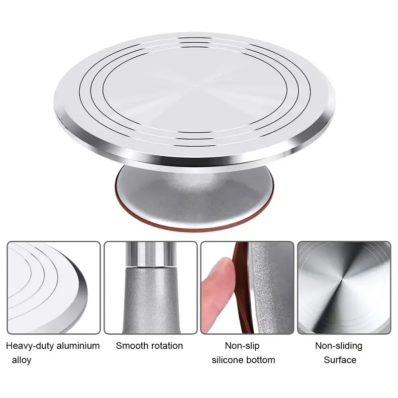 12-Inch Aluminum Alloy Cake Turntable For Smooth 360°