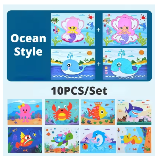 10Pcs 3D EVA Foam Sticker Puzzle Game DIY Cartoon Animal Craft Toys Kids Drawing Toy Learning Education Toys for Children Gifts